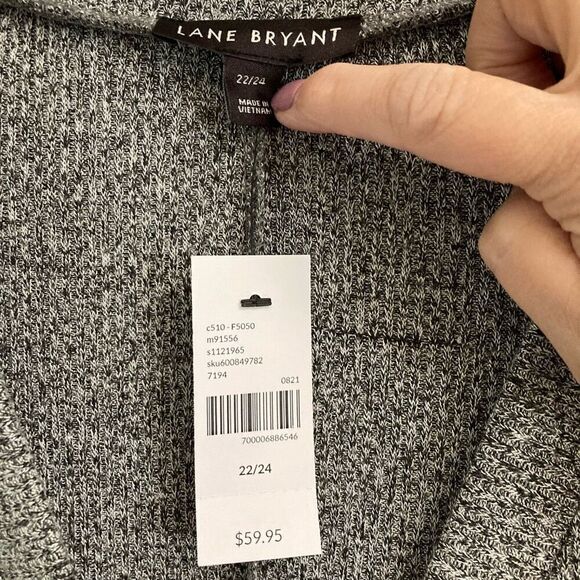 Lane Bryant long duster button up cardigan sweater women’s 22 Heather Gray NEW - Picture 5 of 7